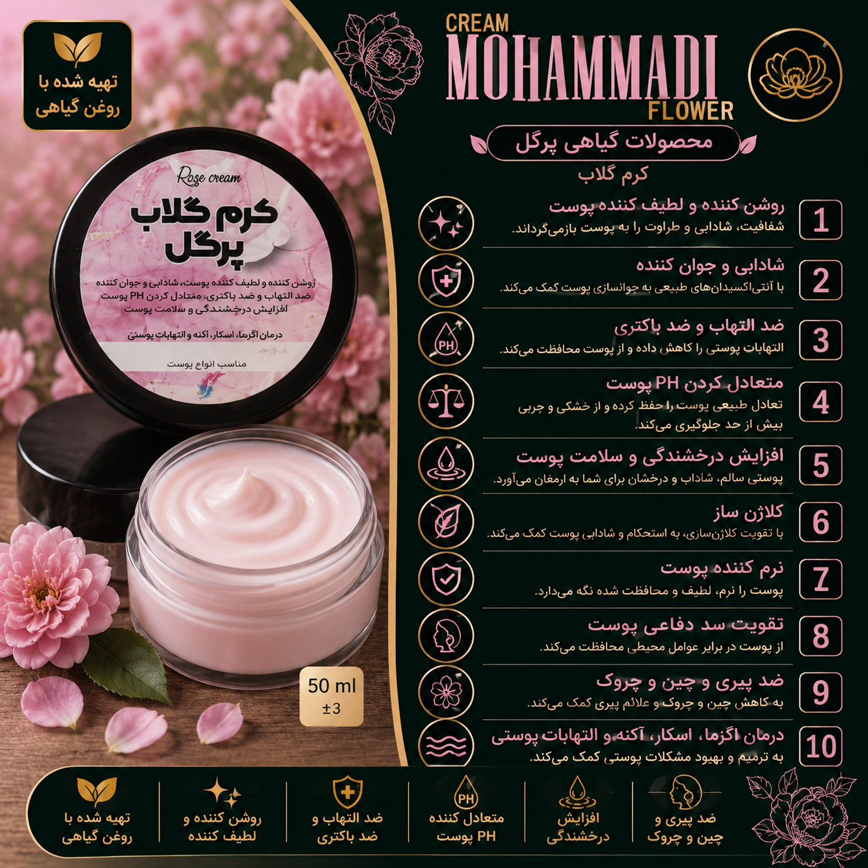 کرم گلاب طبیعی پرگل