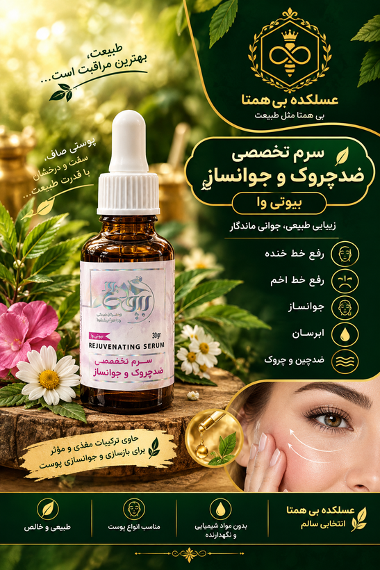 سرم طبیعی تخصصی جوانساز وضدچروک بیوتی وا